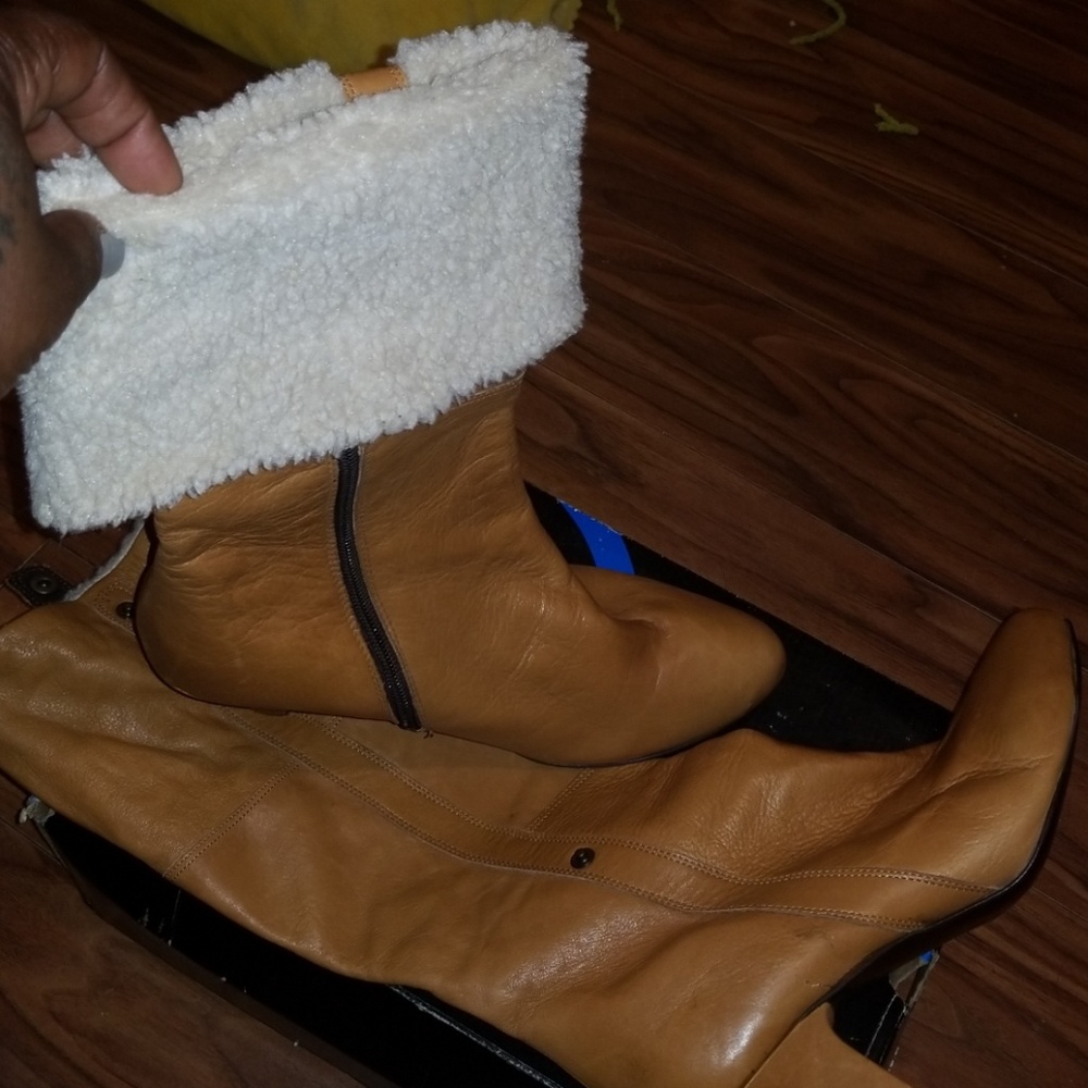 Nackenbusch leather sheepskin heel boots